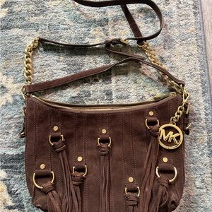 Michael Kors Brown Shoulder Bag with Gold Details